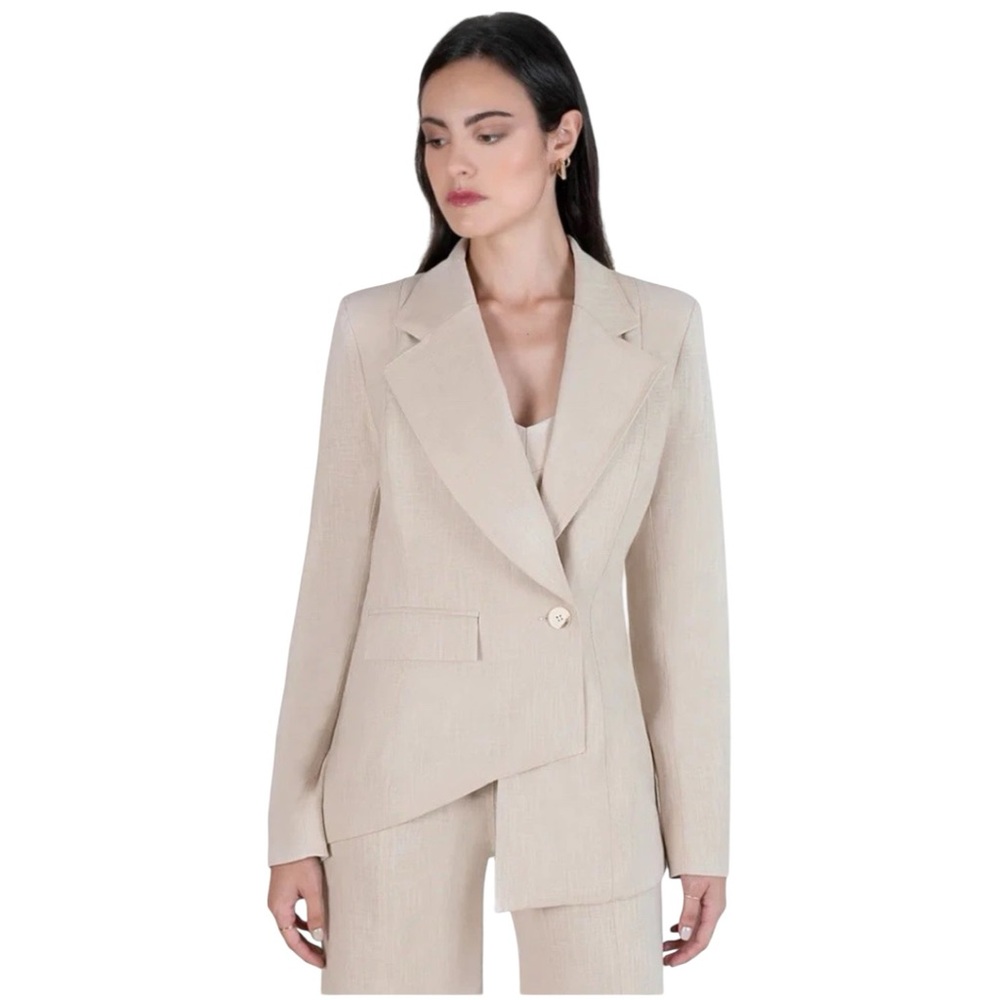 Bastian Viana Women’s Lg Mi Tienda Asymmetrical 100% Linen Blazer